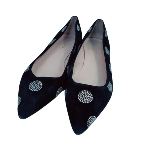 Kate Spade Bayla black suede crystal polka dot pointed flats size 7.5 - Picture 13 of 16